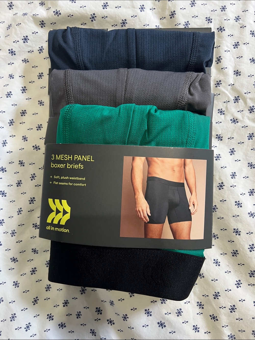 all in motion 3-Pack Boxer Briefs in Navy, Gray, Green